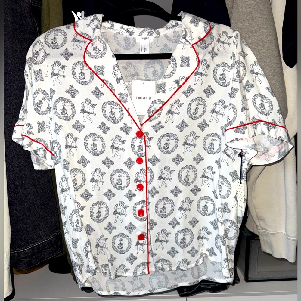 F21 angel print pajama shirt 🪽